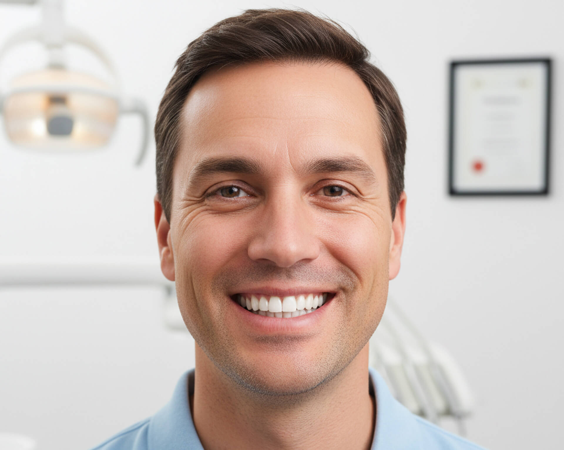 Smiling dentist in a dental office, showcasing a welcoming atmosphere for patients seeking root canal treatments in West Chester, PA.