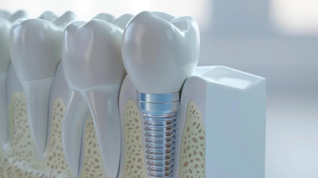 Dentist showing a patient a denture and bridge fitting option at a West Chester, PA dental practice